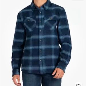 EUC Navy Plaid Casual Button Down Shirt Jacket